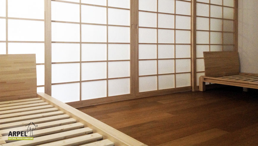 letti giapponesi e parete scorrevole